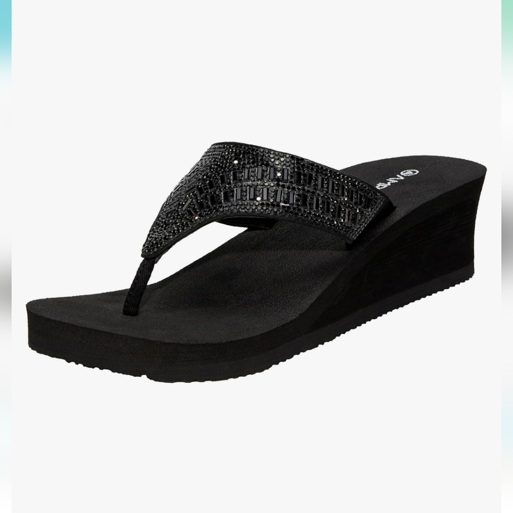 Ampeo Women's Rhinestone Wedge Sandals